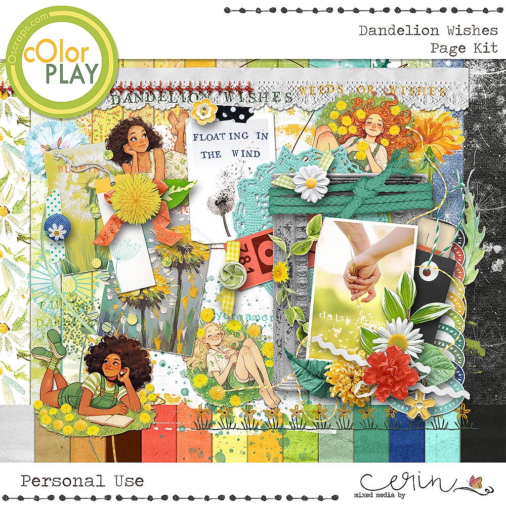Dandelion Wishes {Page Kit} by Mixed Media by Erin
