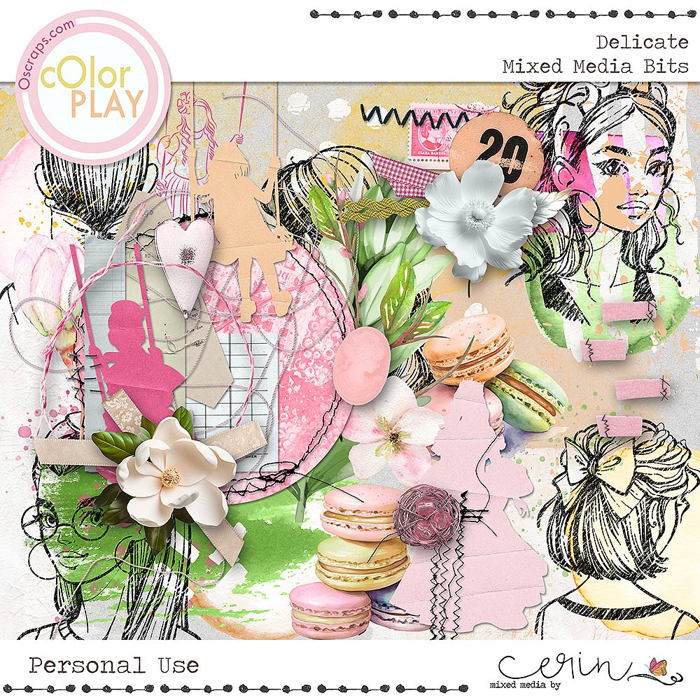 Delicate {Mixed Media Bits} Mixed Media by Erin