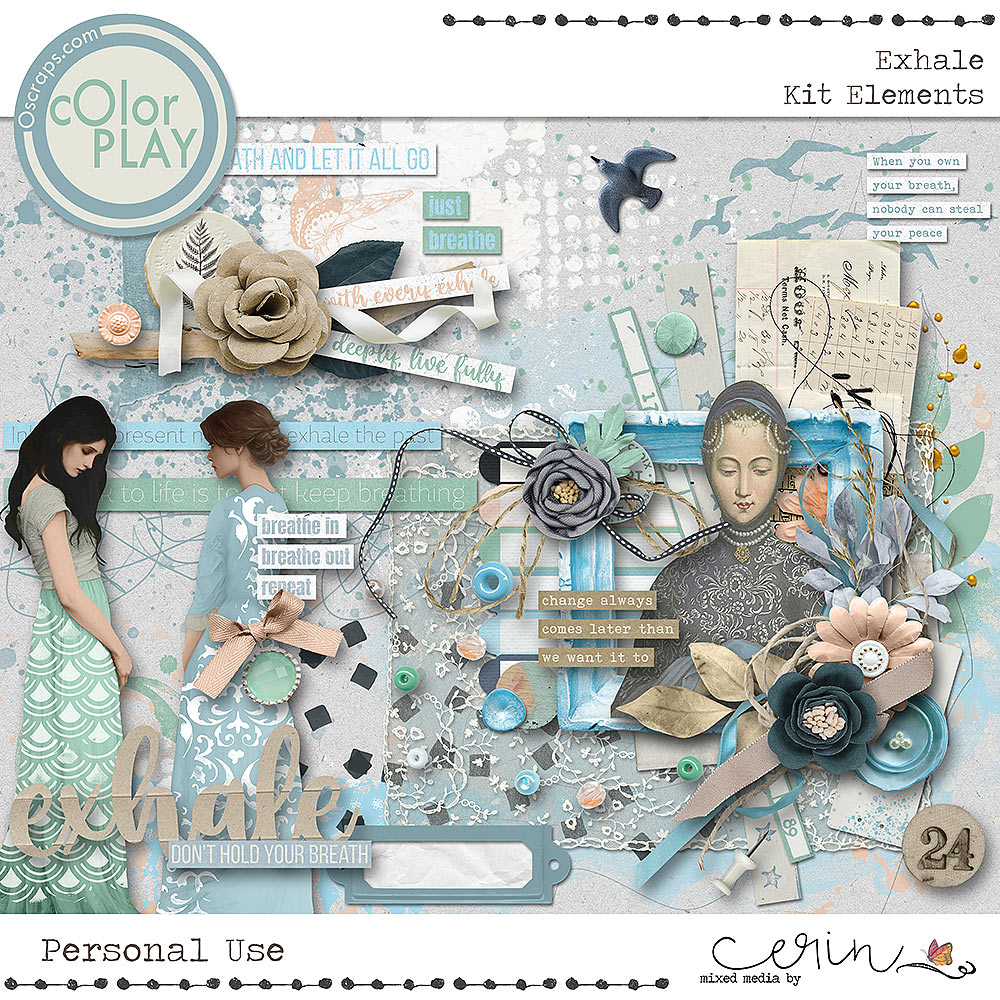 Exhale {Kit Elements} by Mixed Media by Erin