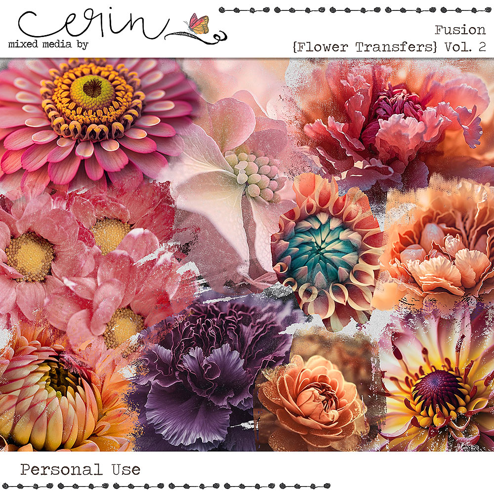 Fusion {Flower Transfers Vol 2} by Mixed Media by Erin