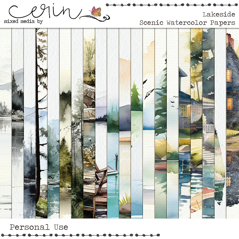 Lakeside: Scenic Watercolor Paper by Mixed Media by Erin