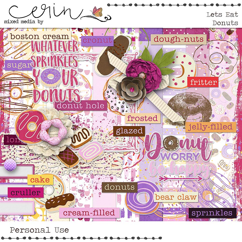 Lets Eat: Donuts {Mini Kit} by Mixed Media by Erin