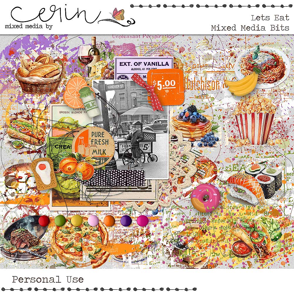Lets Eat {Mixed Media Bits} by Mixed Media by Erin
