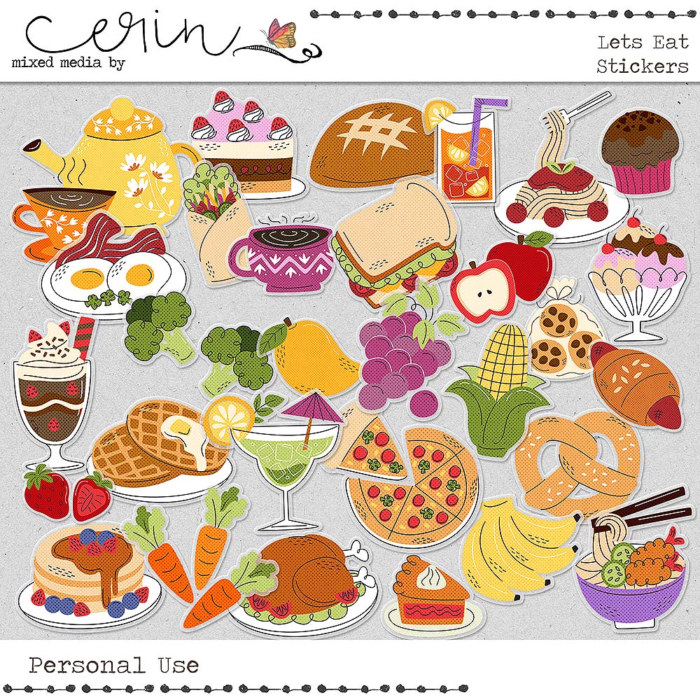 Lets Eat {Stickers} by Mixed Media by Erin