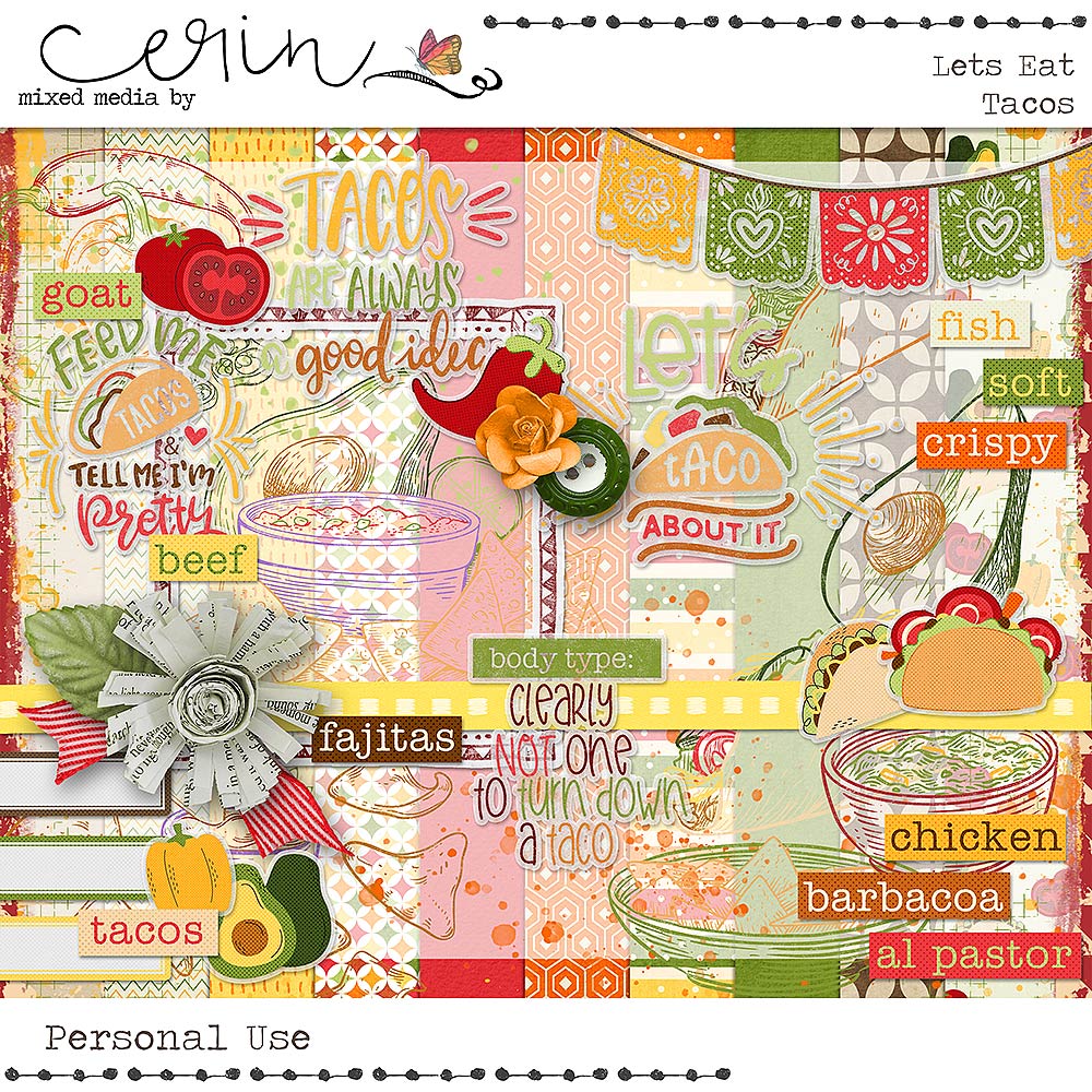 Lets Eat: Tacos {Mini Kit} by Mixed Media by Erin