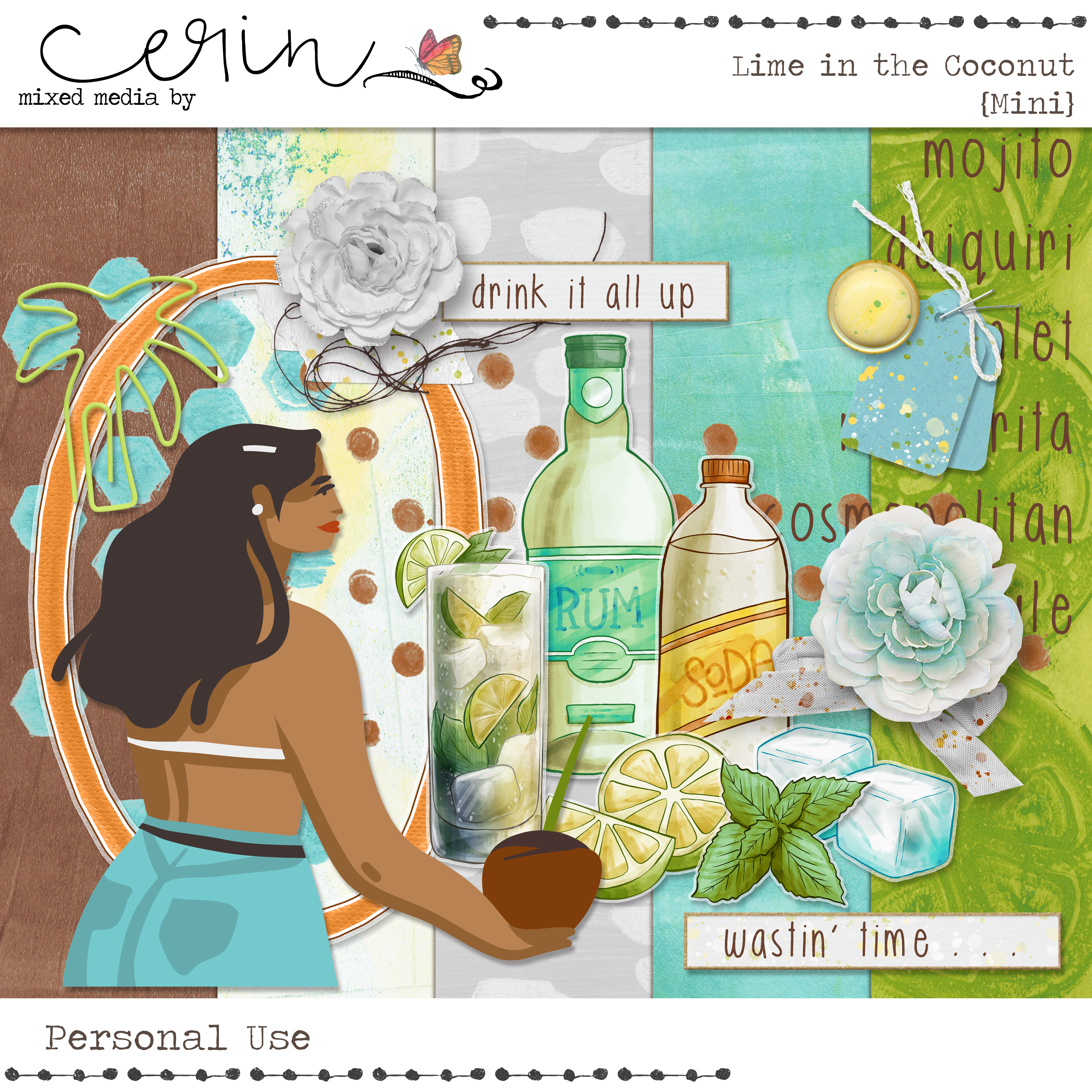 Lime in the Coconut {Mini Kit} by Mixed Media by Erin