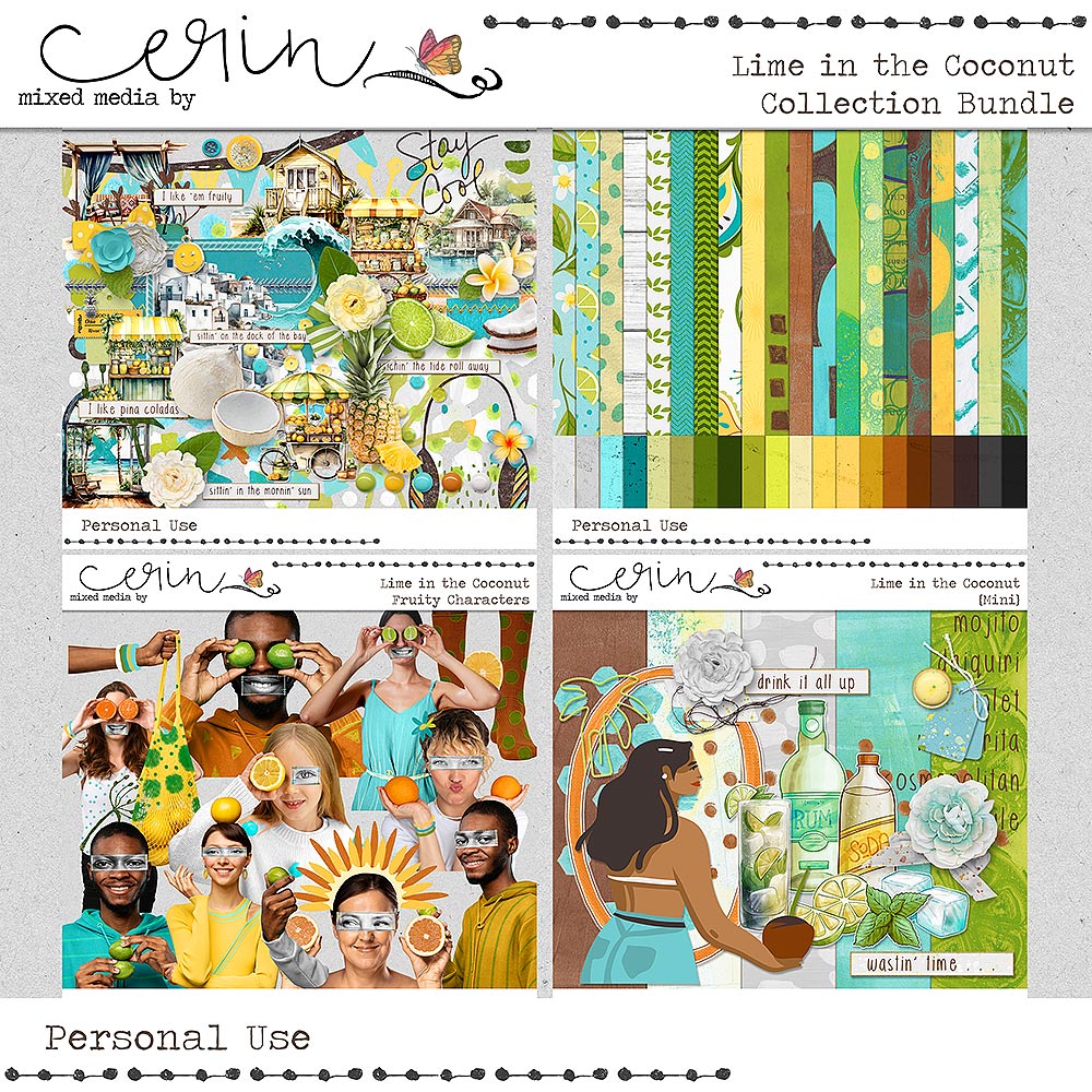 Lime in the Coconut: {Collection Bundle} by Mixed Media by Erin 