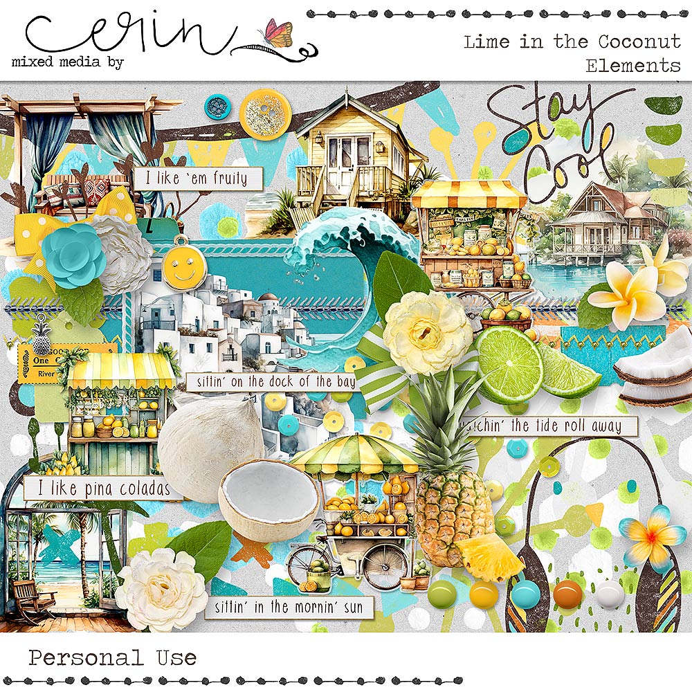 Lime in the Coconut {Elements} by Mixed Media by Erin