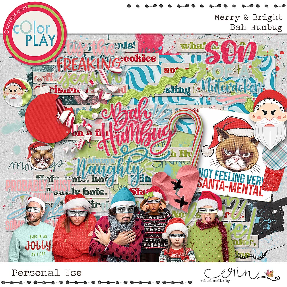 Merry & Bright {Bah Humbug} by Mixed Media by Erin