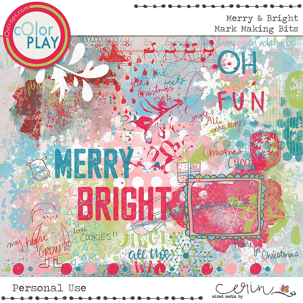 Merry & Bright {Mark Making Bits} by Mixed Media by Erin