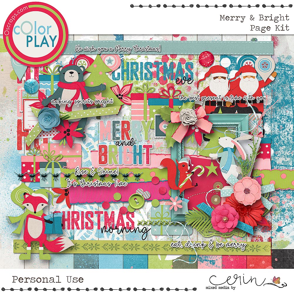 Merry & Bright {Page Kit} by Mixed Media by Erin