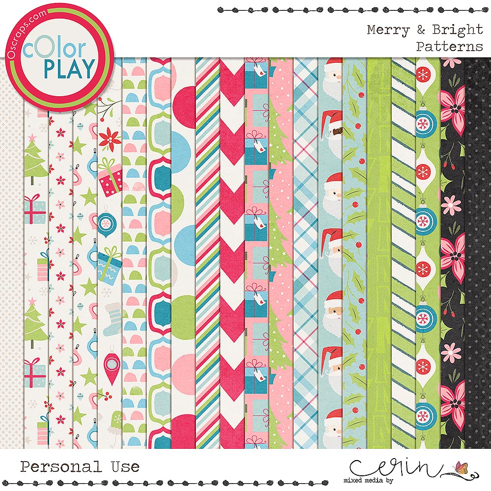 Merry & Bright {Patterns} by Mixed Media by Erin