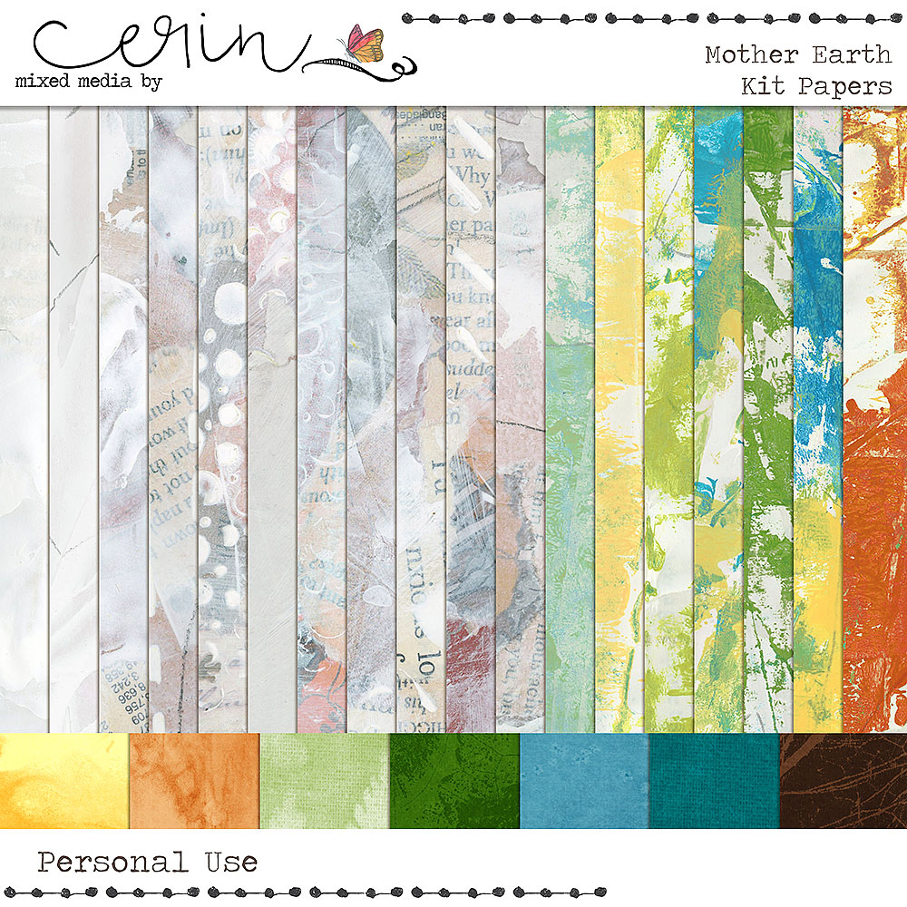 Mother Earth {Kit Papers} by Mixed Media by Erin