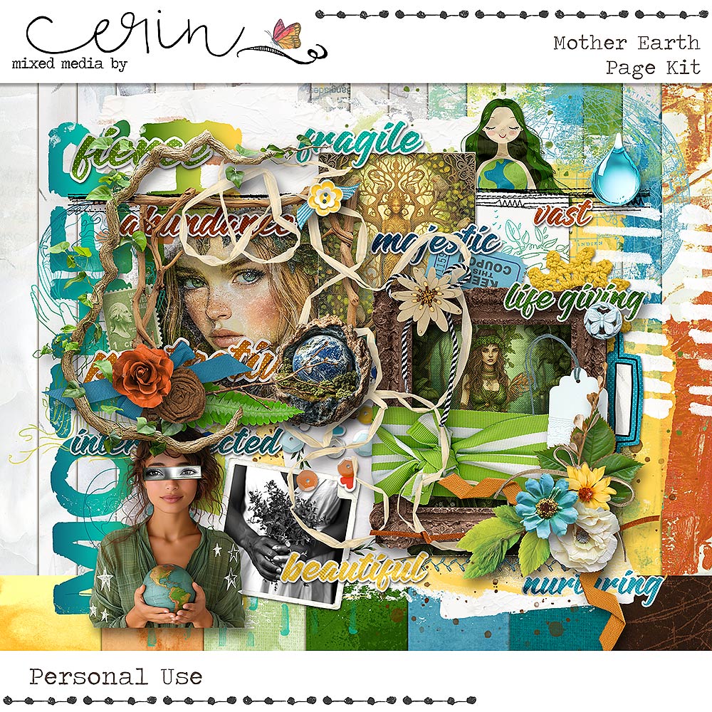 Mother Earth {Page Kit} by Mixed Media by Erin