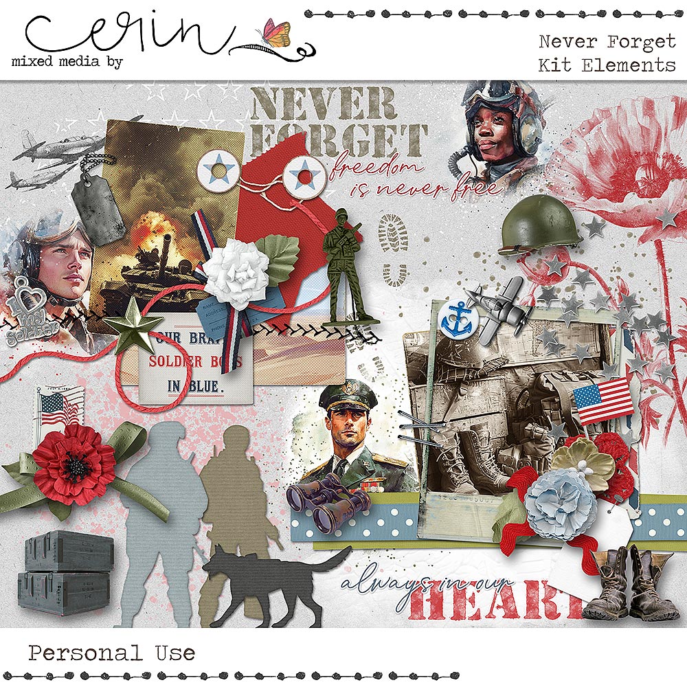 Never Forget {Kit Elements} by Mixed Media by Erin
