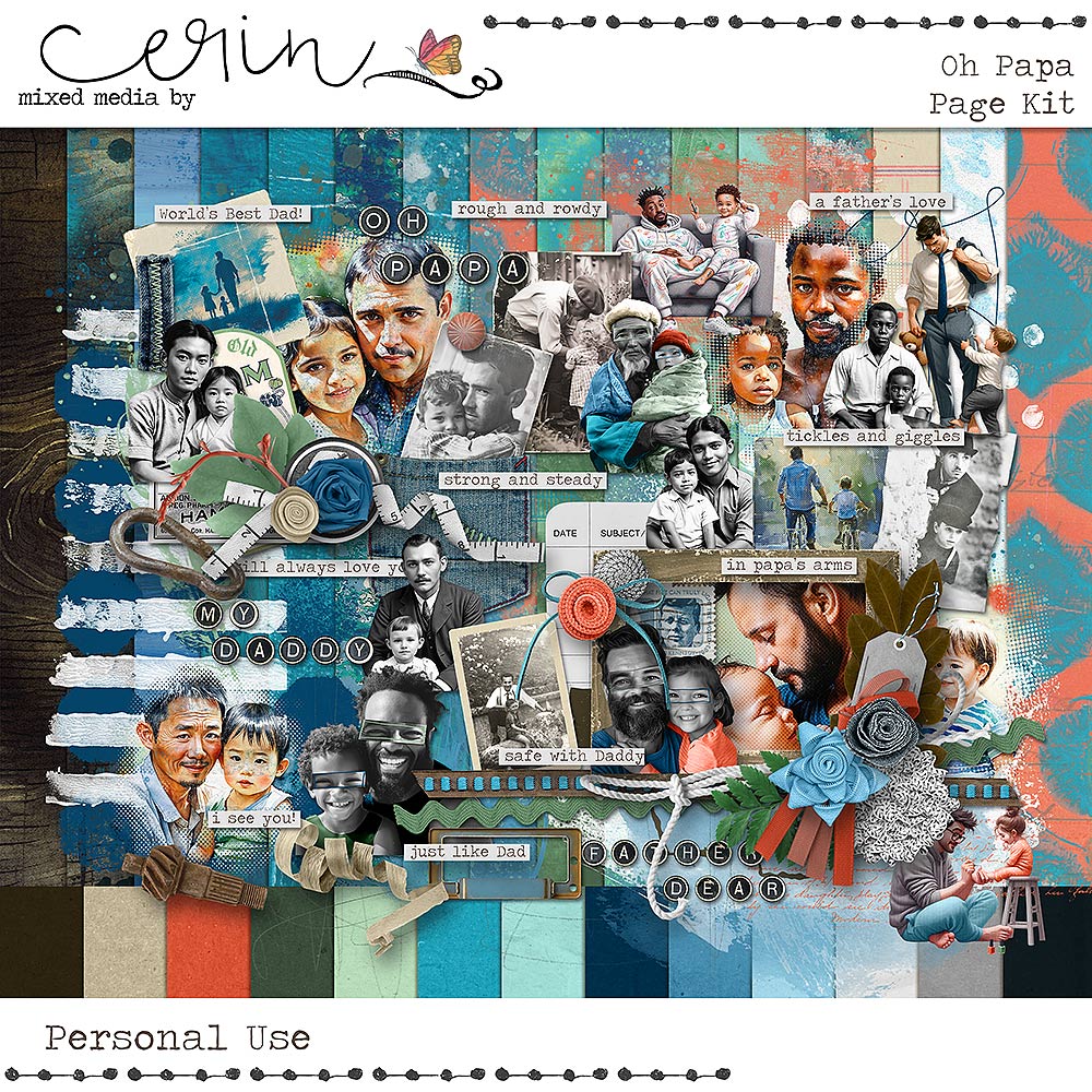 Oh Papa {Page Kit} by Mixed Media by Erin 
