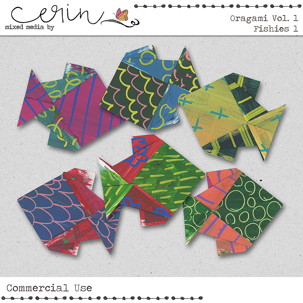 Origami Vol 1 Fishies 1 (CU)  by Mixed Media by Erin