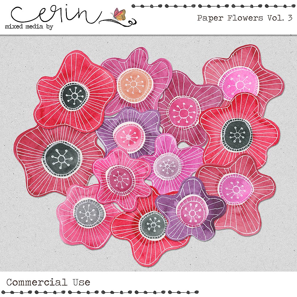 Paper Flowers Vol 3 (CU) by Mixed Media by Erin