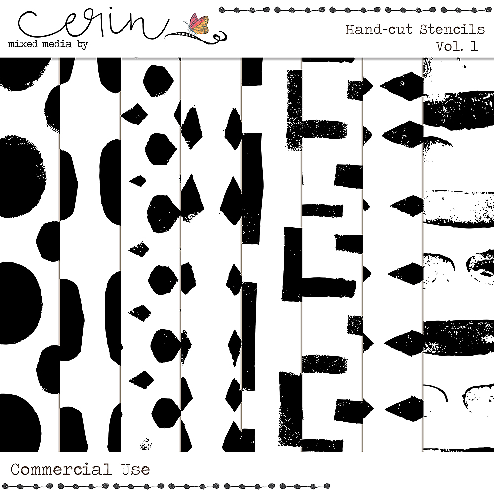 Handcut Stencil Transparencies Vol 1 (CU) by Mixed Media by Erin