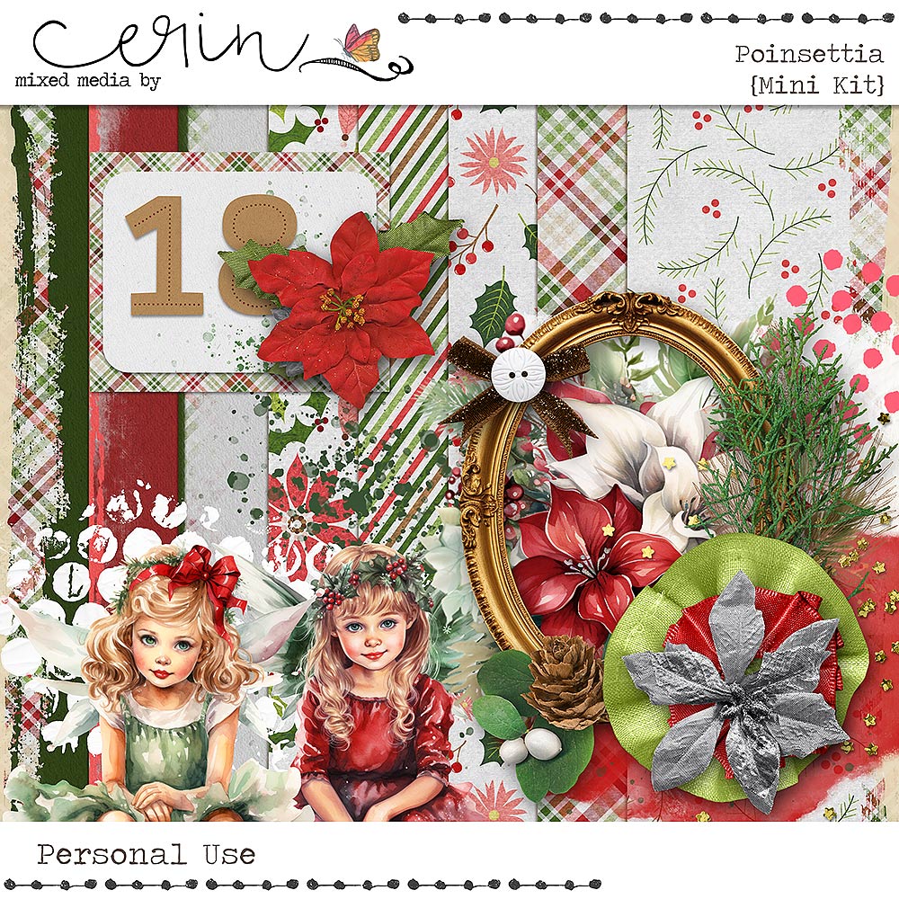 Poinsettia: {Mini Kit} by Mixed Media by Erin