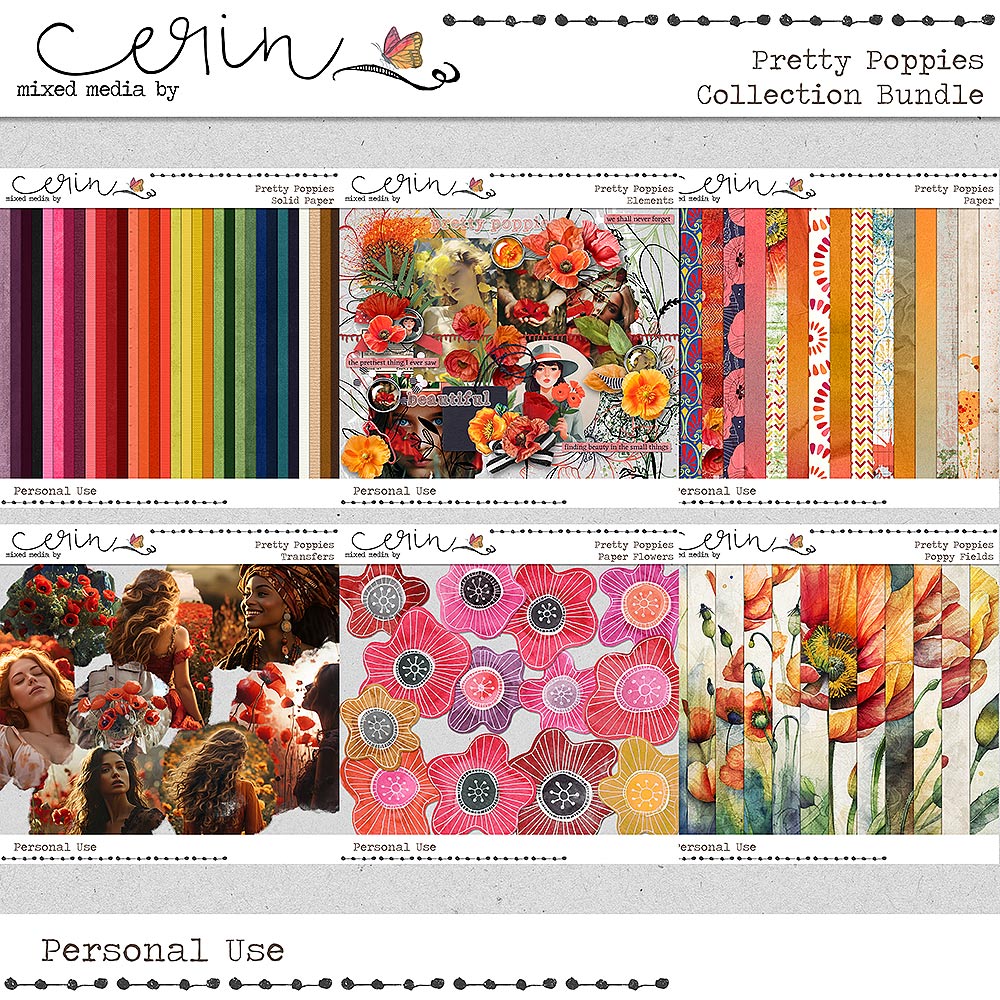 Pretty Poppies {Collection Bundle} by Mixed Media by Erin 