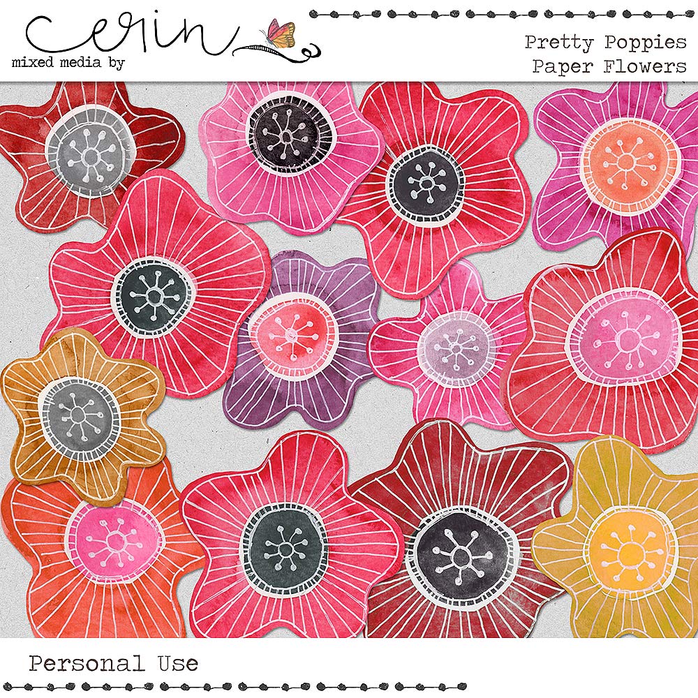 Pretty Poppies {Paper Flowers} by Mixed Media by Erin