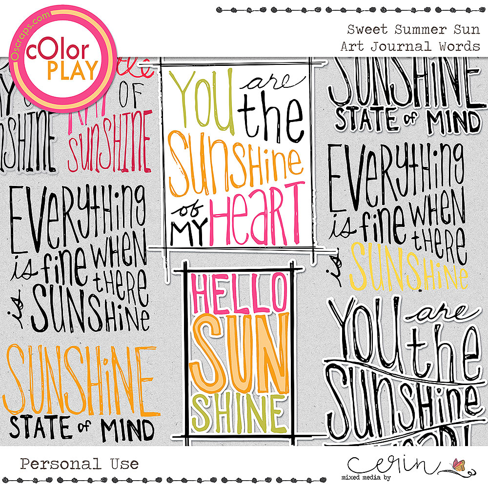 Sweet Summer Sun: Art Journal Words by Mixed Media by Erin 