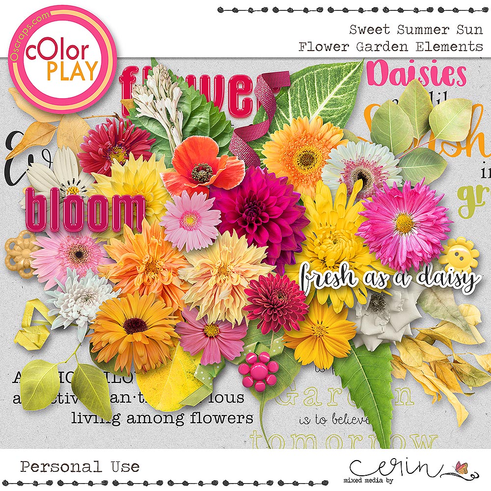 Sweet Summer Sun: Flower Garden Elements by Mixed Media by Erin