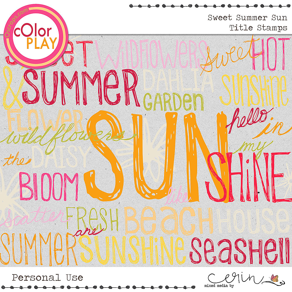 Sweet Summer Sun: Title Stamps by Mixed Media by Erin