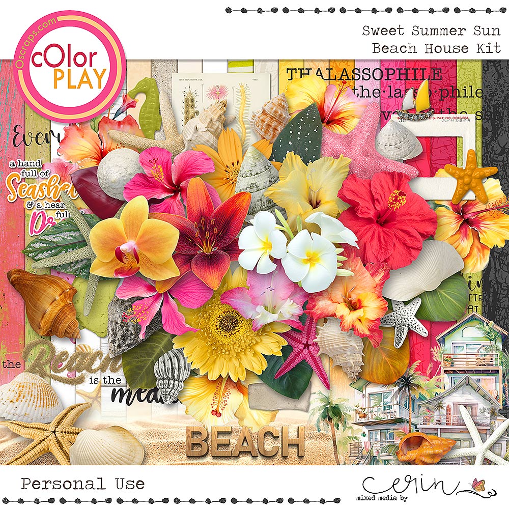 Sweet Summer Sun: Beach House Kit by Mixed Media by Erin