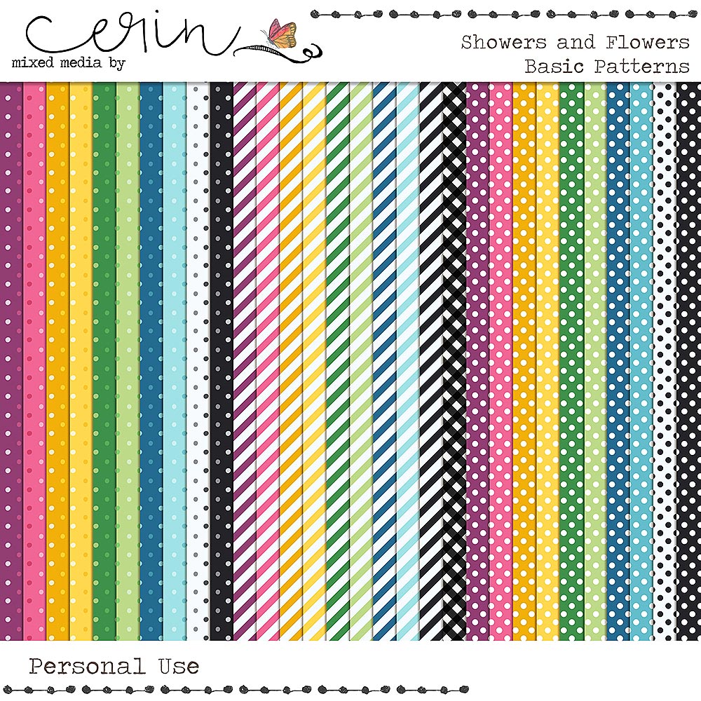 Showers and Flowers: {Basic Patterned Papers} by Mixed Media by Erin