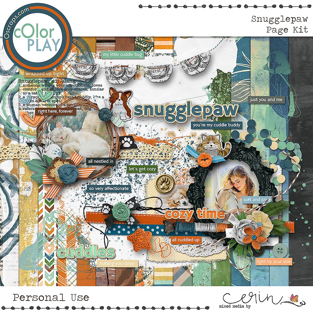 Snugglepaw {Page Kit} by Mixed Media by Erin