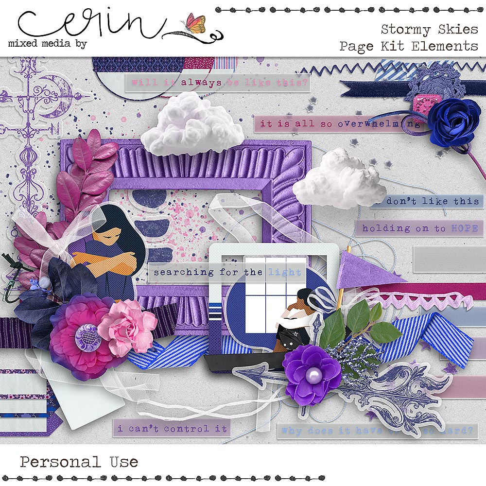Stormy Skies {Kit Elements} by Mixed Media by Erin