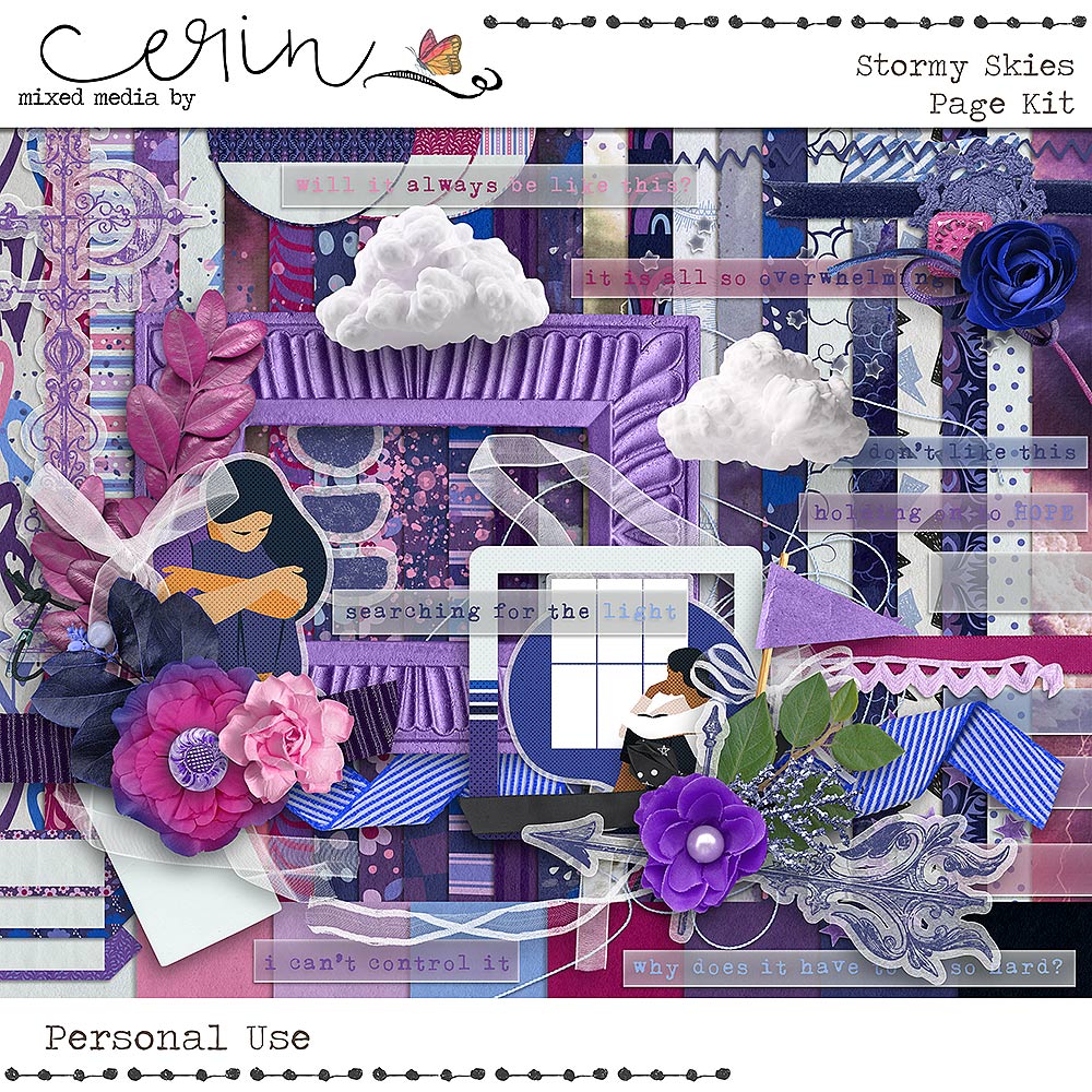 Stormy Skies {Page Kit} by Mixed Media by Erin