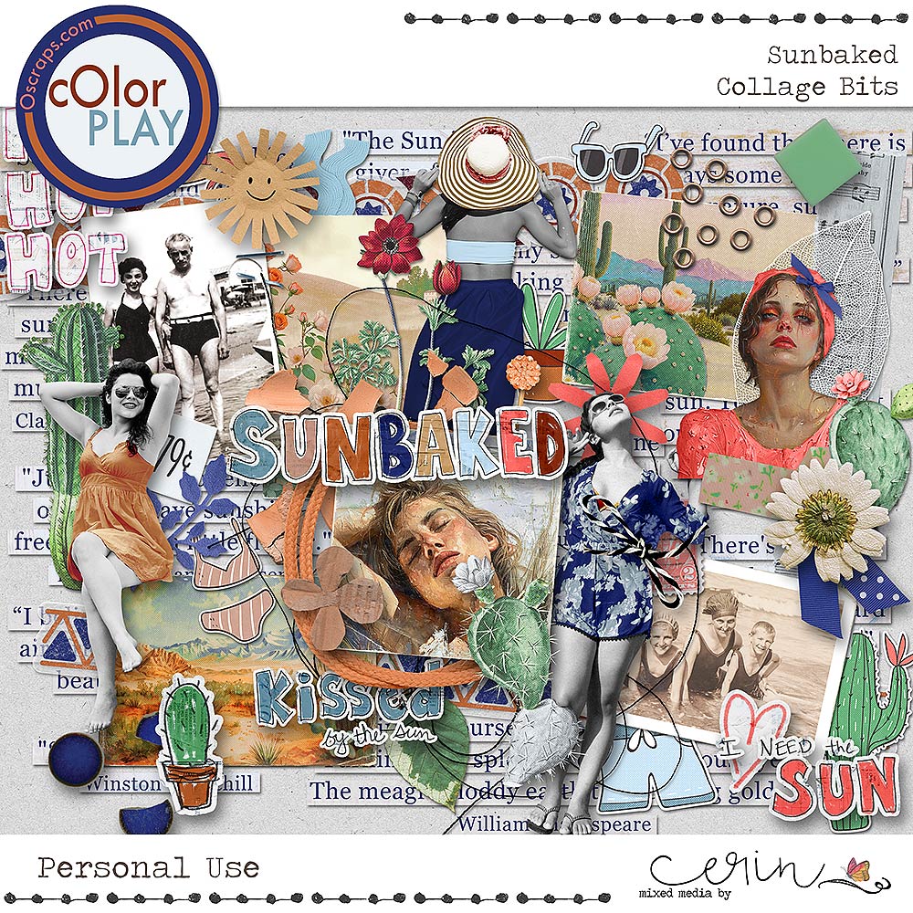 Sunbaked {Collage Bits} by Mixed Media by Erin