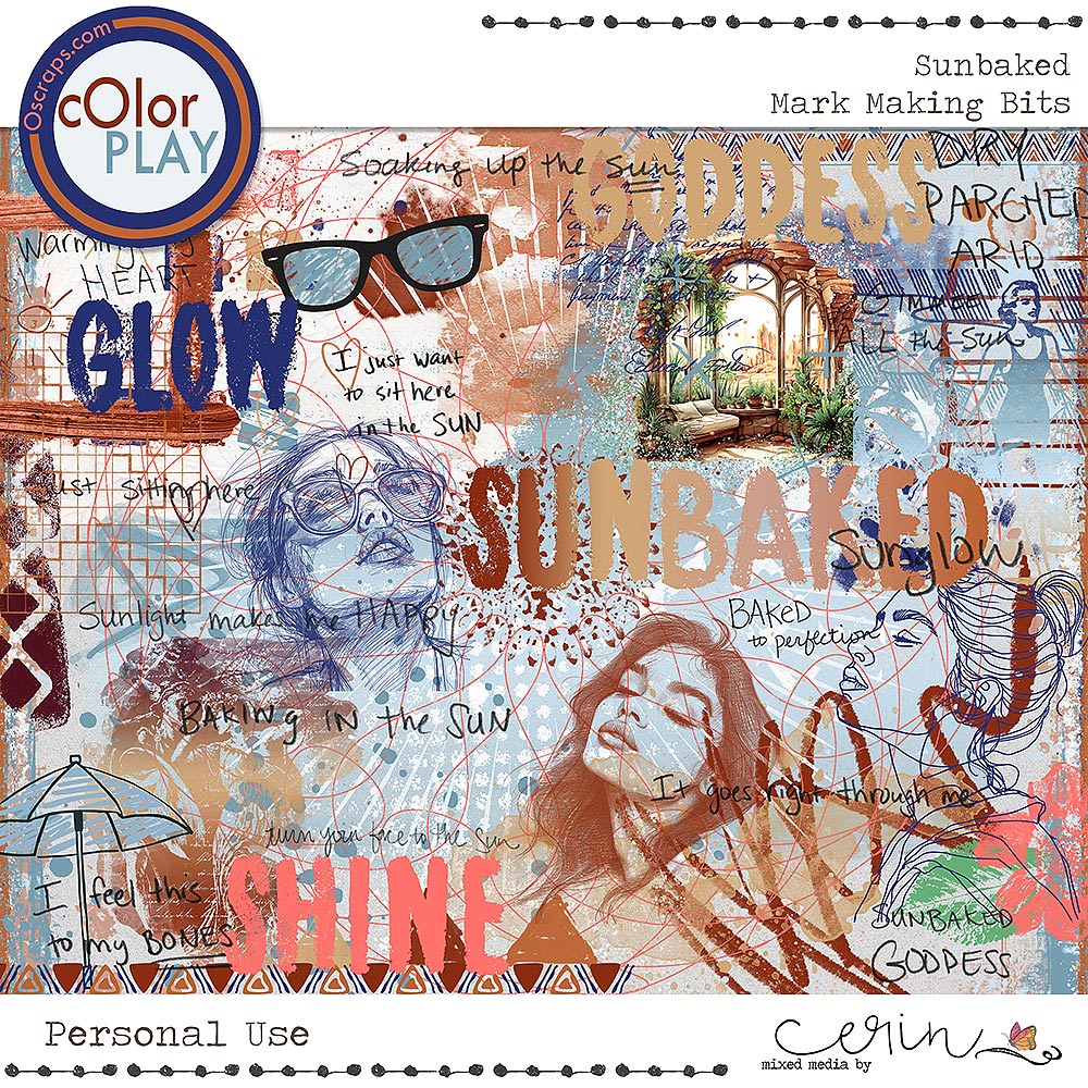 Sunbaked {Mark Making Bits} by Mixed Media by Erin