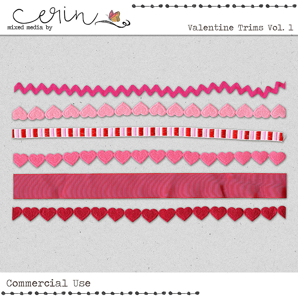 Valentine Trims Vol 1 (CU) by Mixed Media by Erin