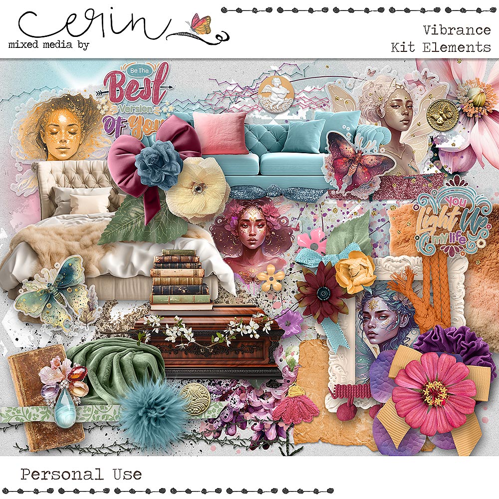 Vibrance {Kit Elements} by Mixed Media by Erin
