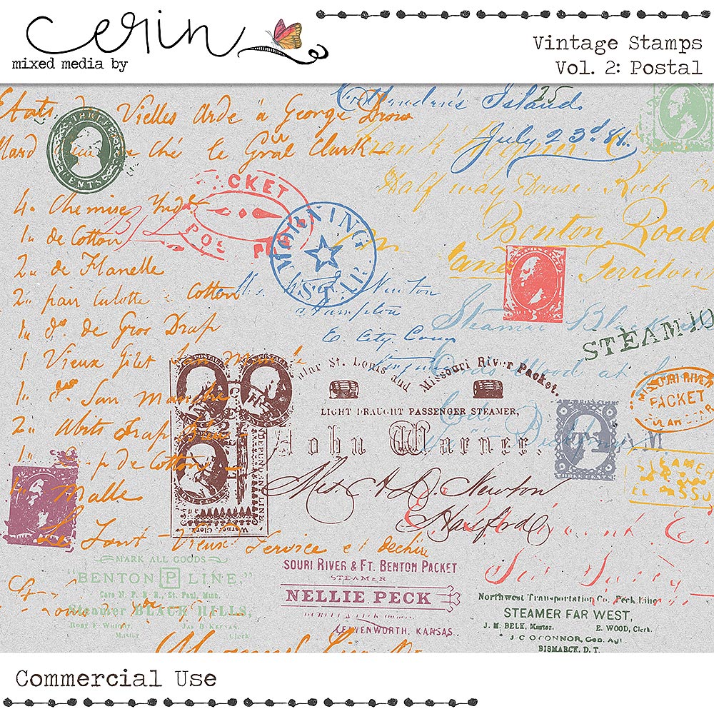 Vintage Stamps Vol 2 Postal (CU) Name by Mixed Media by Erin