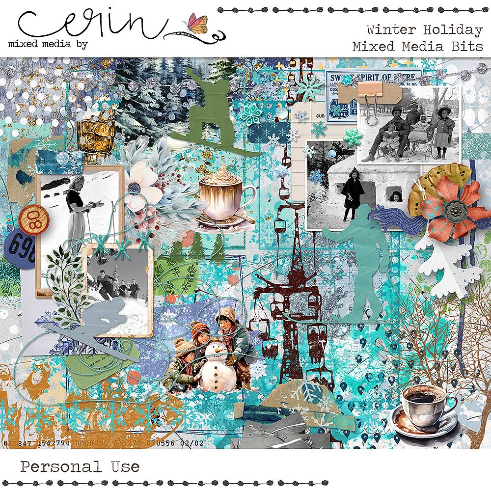 FWP Winter Holiday {Mixed Media Bits} by Mixed Media by Erin