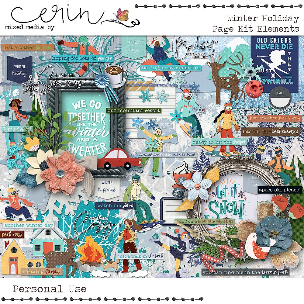 Winter Holiday {Kit Elements} by Mixed Media  by Erin
