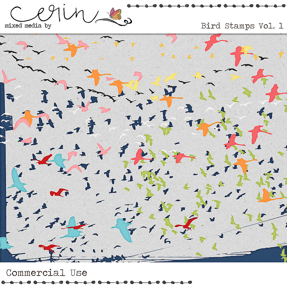 Bird Stamps Vol 1 (CU) by Mixed Media by Erin by Mixed Media by Erin