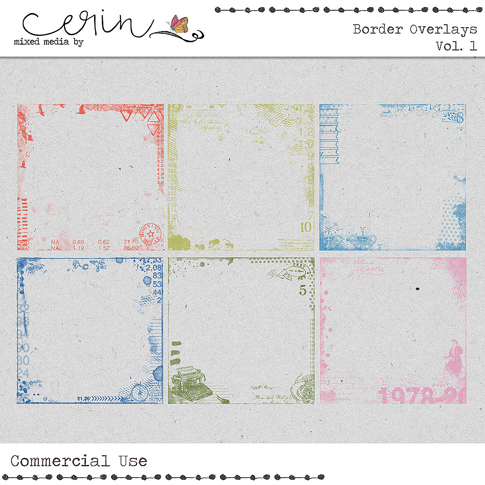 Border Overlays Vol 1 (CU) by Mixed Media by Erin 