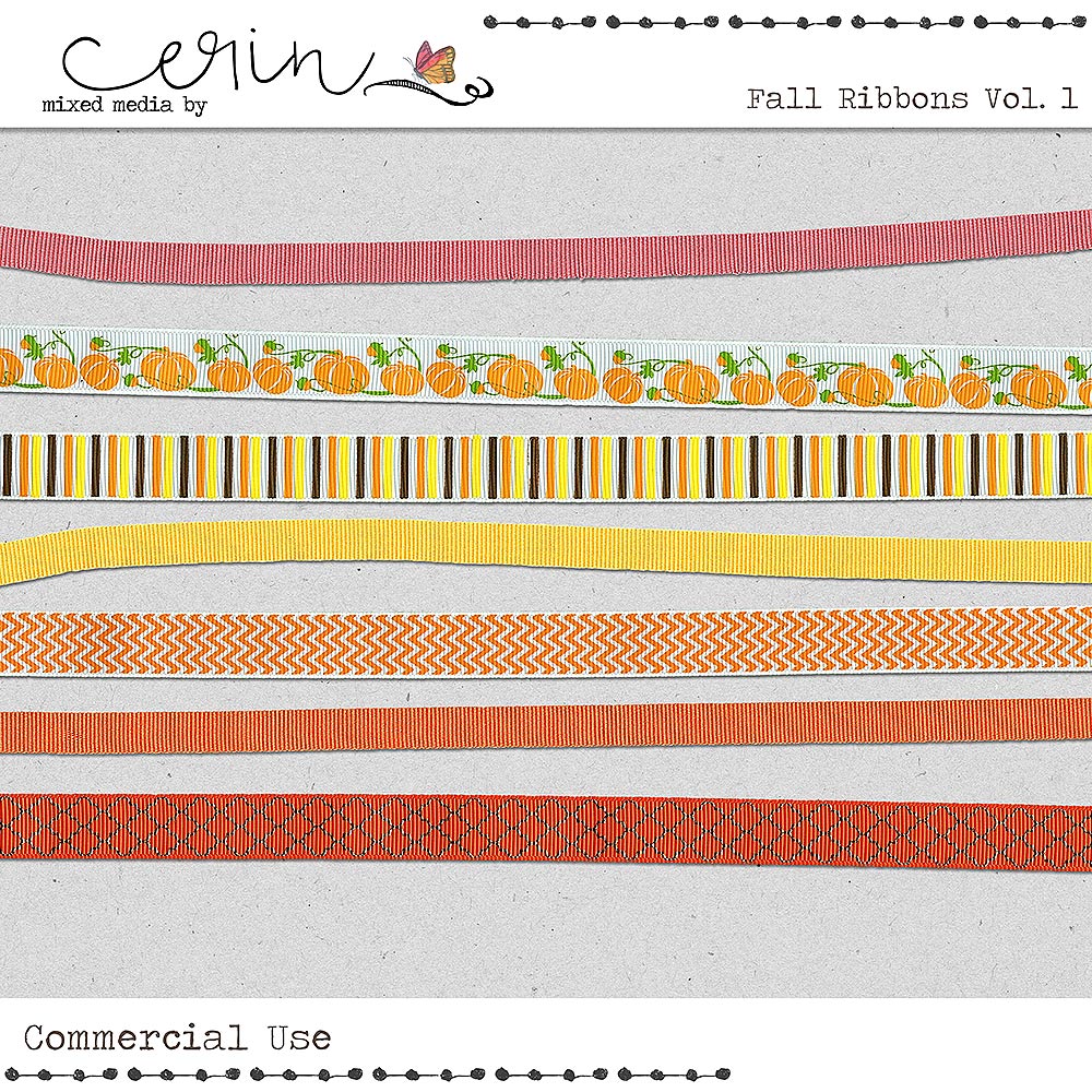 Fall Ribbons Vol 1 (CU) by Mixed Media by Erin