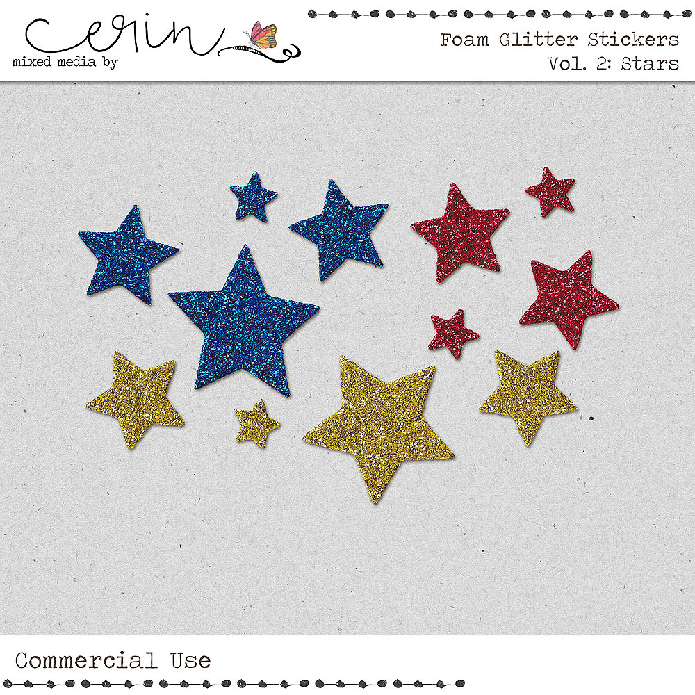 Foam Glitter Stickers Vol 2: Stars (CU) Name by Mixed Media by Erin