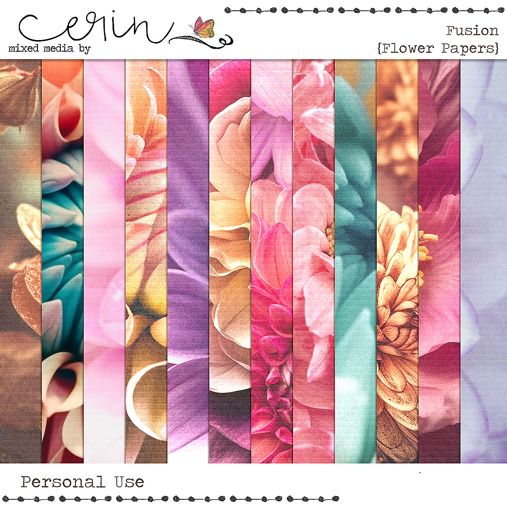 Fusion {Flower Papers} by Mixed Media by Erin 
