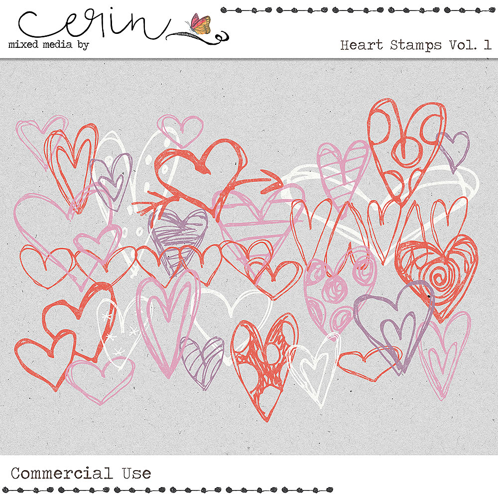 Heart Stamps Vol 1 (CU) by Mixed Media by Erin