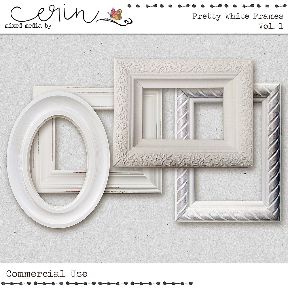 Pretty White Frames Vol 1 (CU) by Mixed Media by Erin