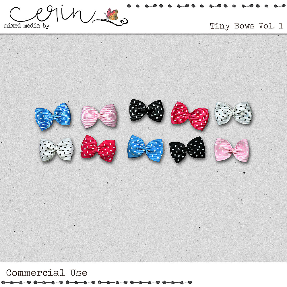 Tiny Bows Vol 1 (CU) by Mixed Media by Erin