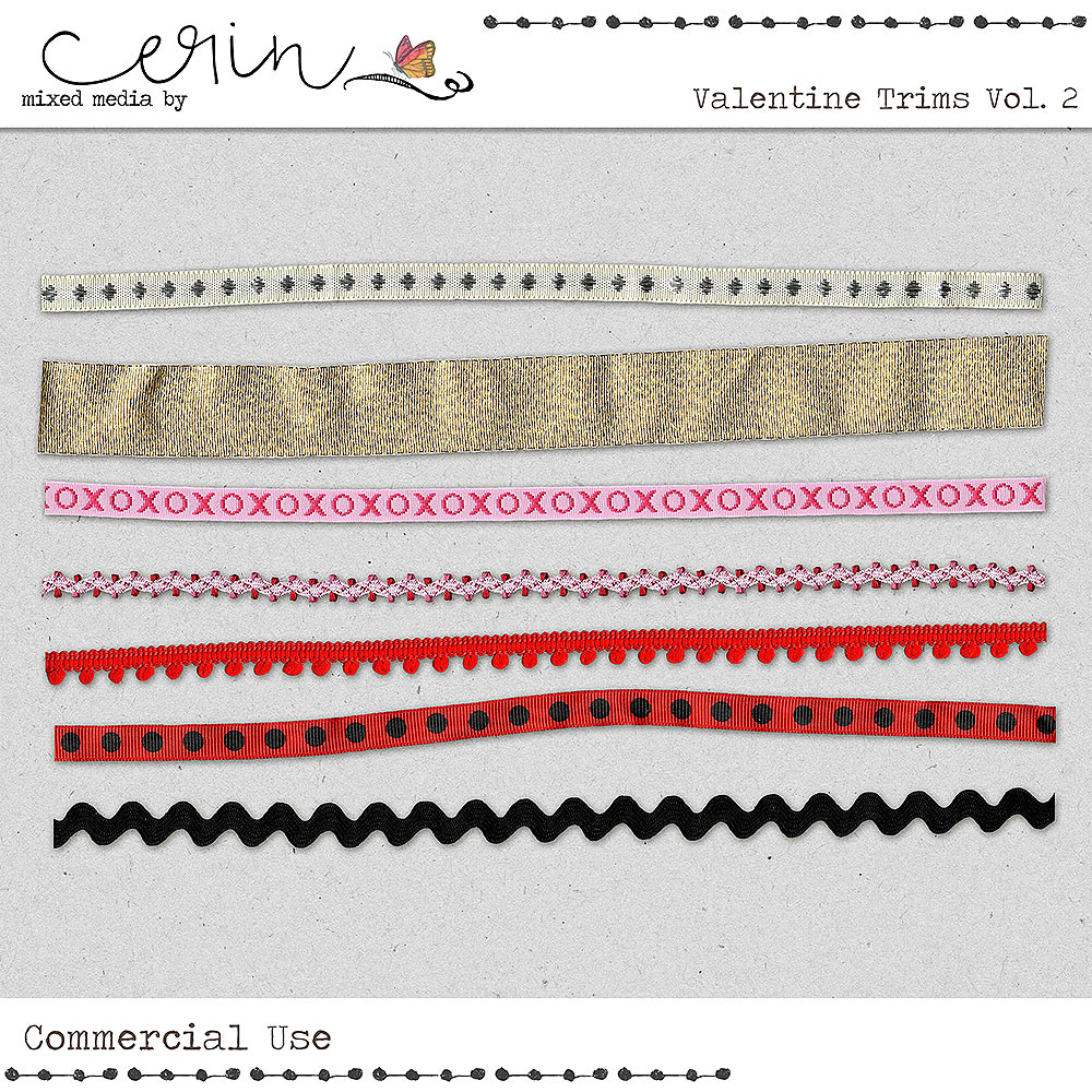 Valentine Trims Vol 2 (CU) by Mixed Media by Erin 